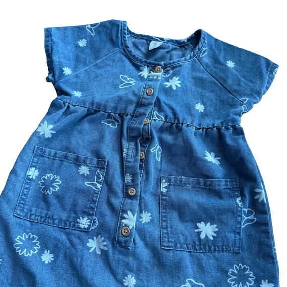 Topomini Blue Floral Chambray Jumpsuit Short Sleeve Toddler Girls size 92/ 2-3 - Picture 2 of 6